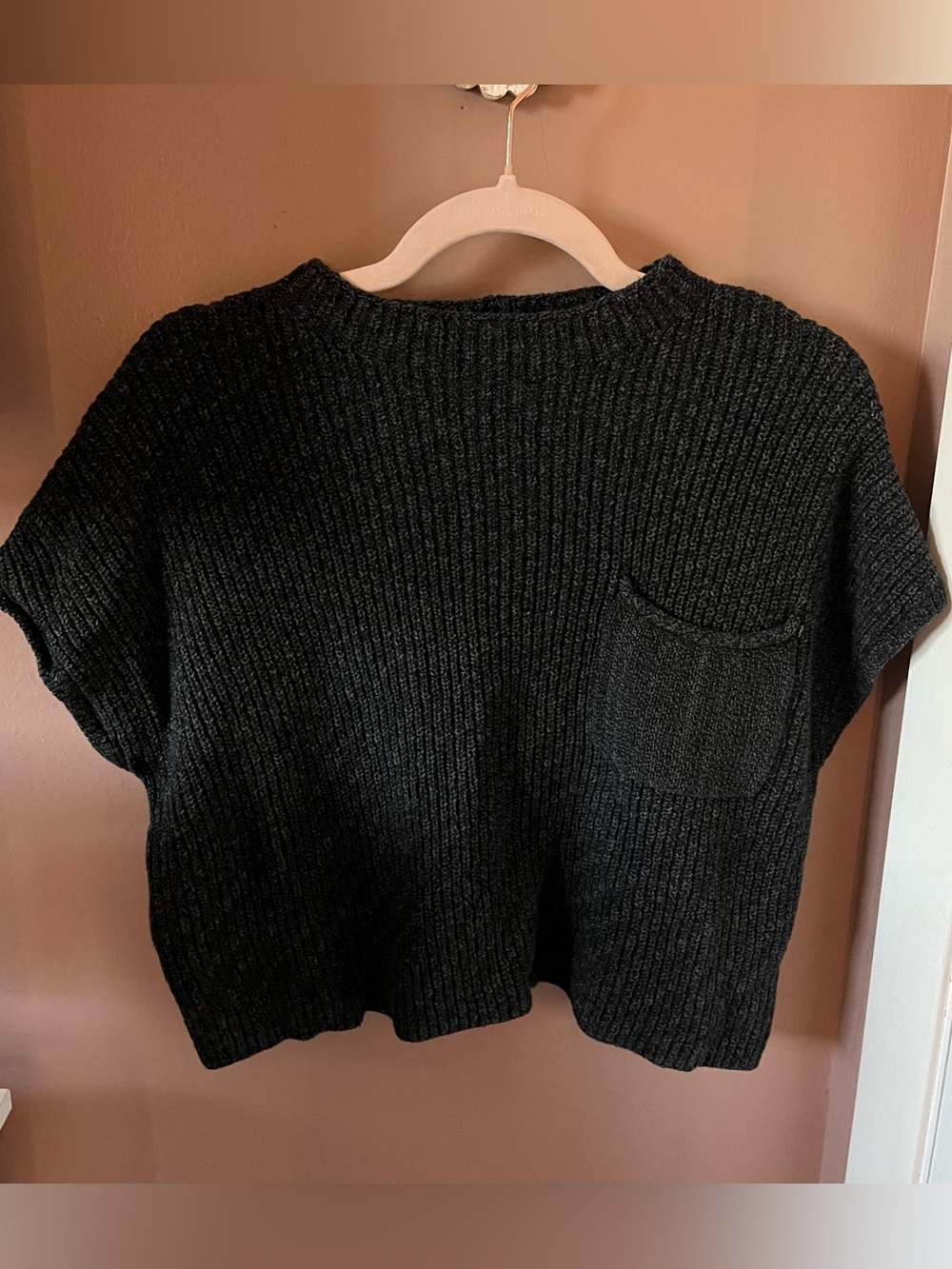 Free People FP Beach 100% Cotton Knit Short Sleeve Pocket Freya Sweater